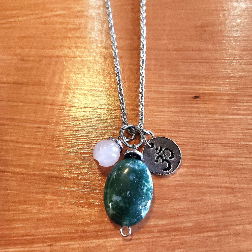 Rose Quartz & Moss Agate Necklace